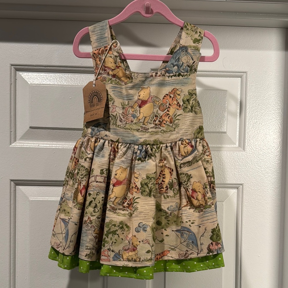 Custom Winnie The Pooh Storybook Print Dress with Bloomers - Picture 1 of 6